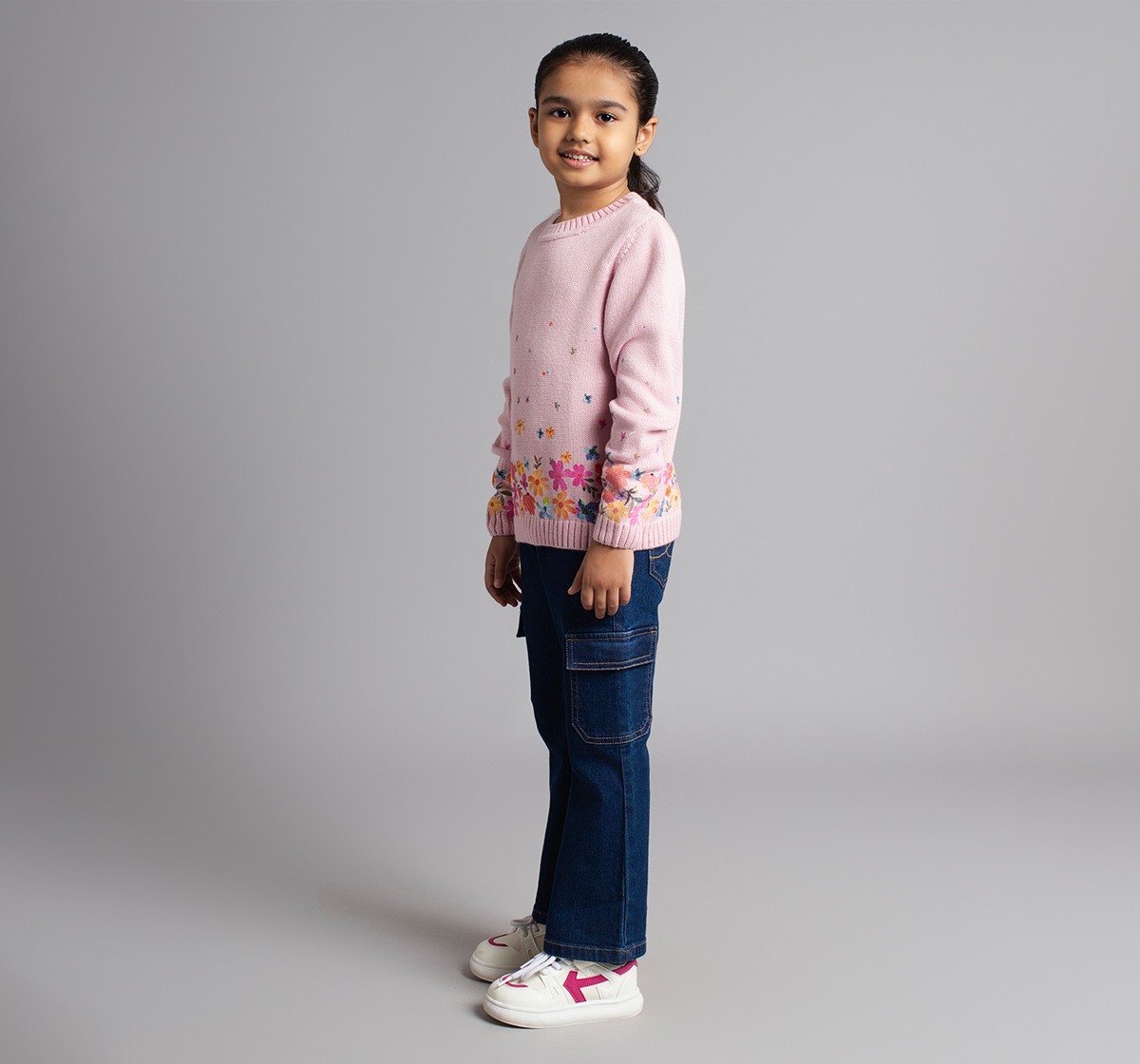 Ed-A-Mamma Girls Sweater With Digital Print - Multicolor