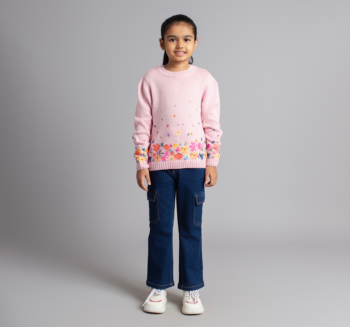 Ed-A-Mamma Girls Sweater With Digital Print - Multicolor