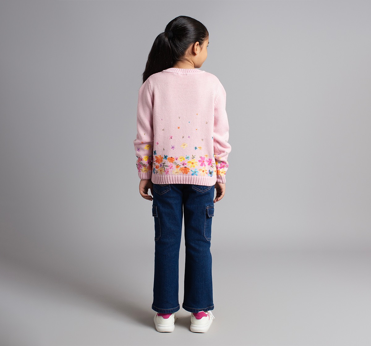 Ed-A-Mamma Girls Sweater With Digital Print - Multicolor