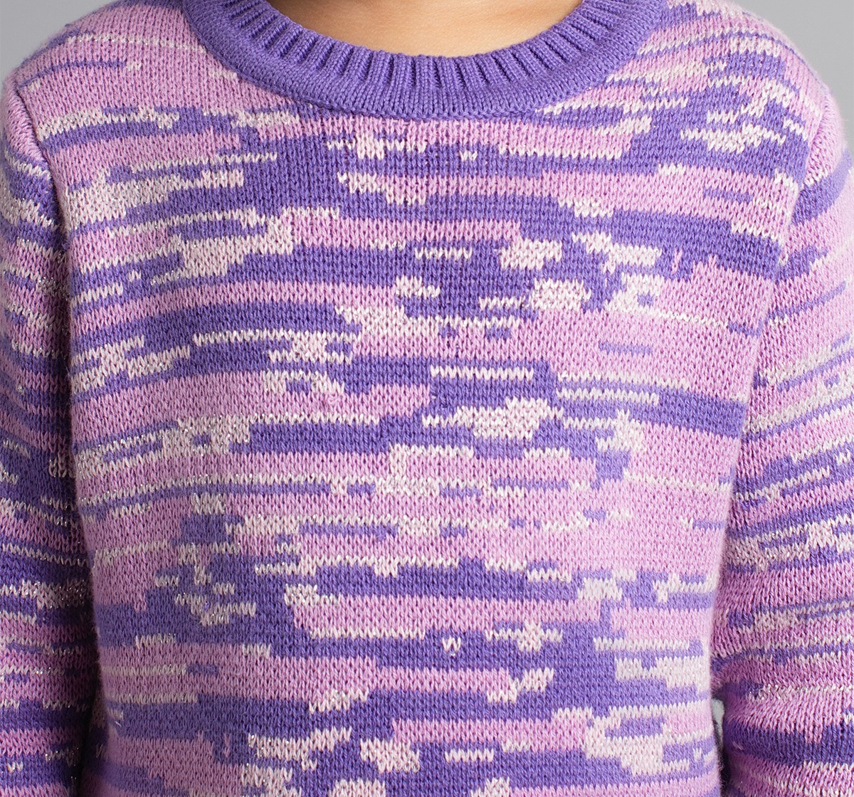 Girls Sweater With Lurex Yarn Inserts