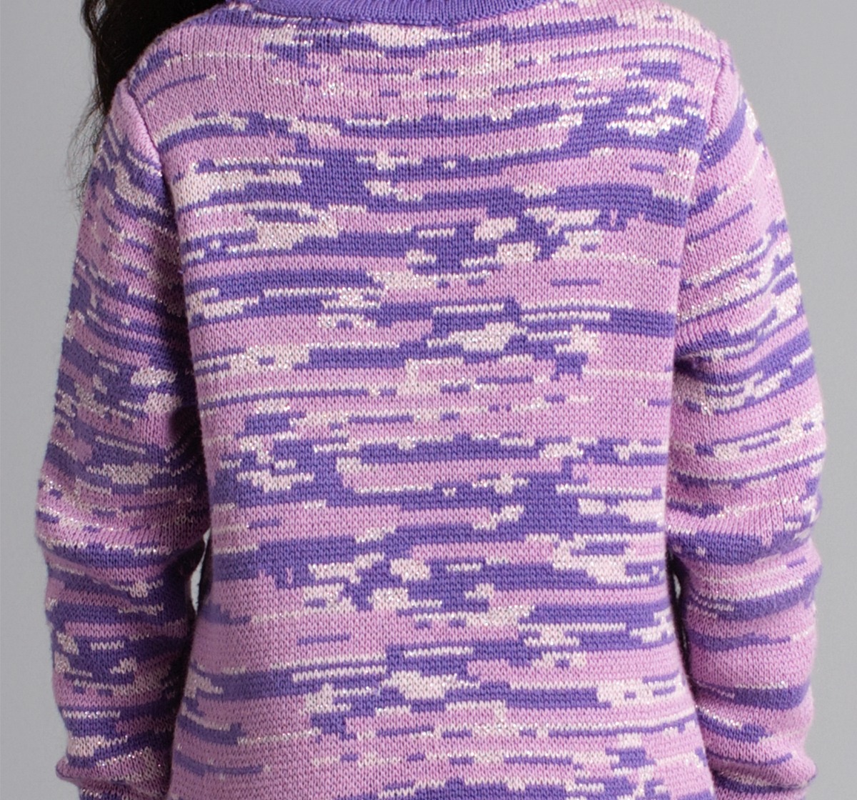 Girls Sweater With Lurex Yarn Inserts