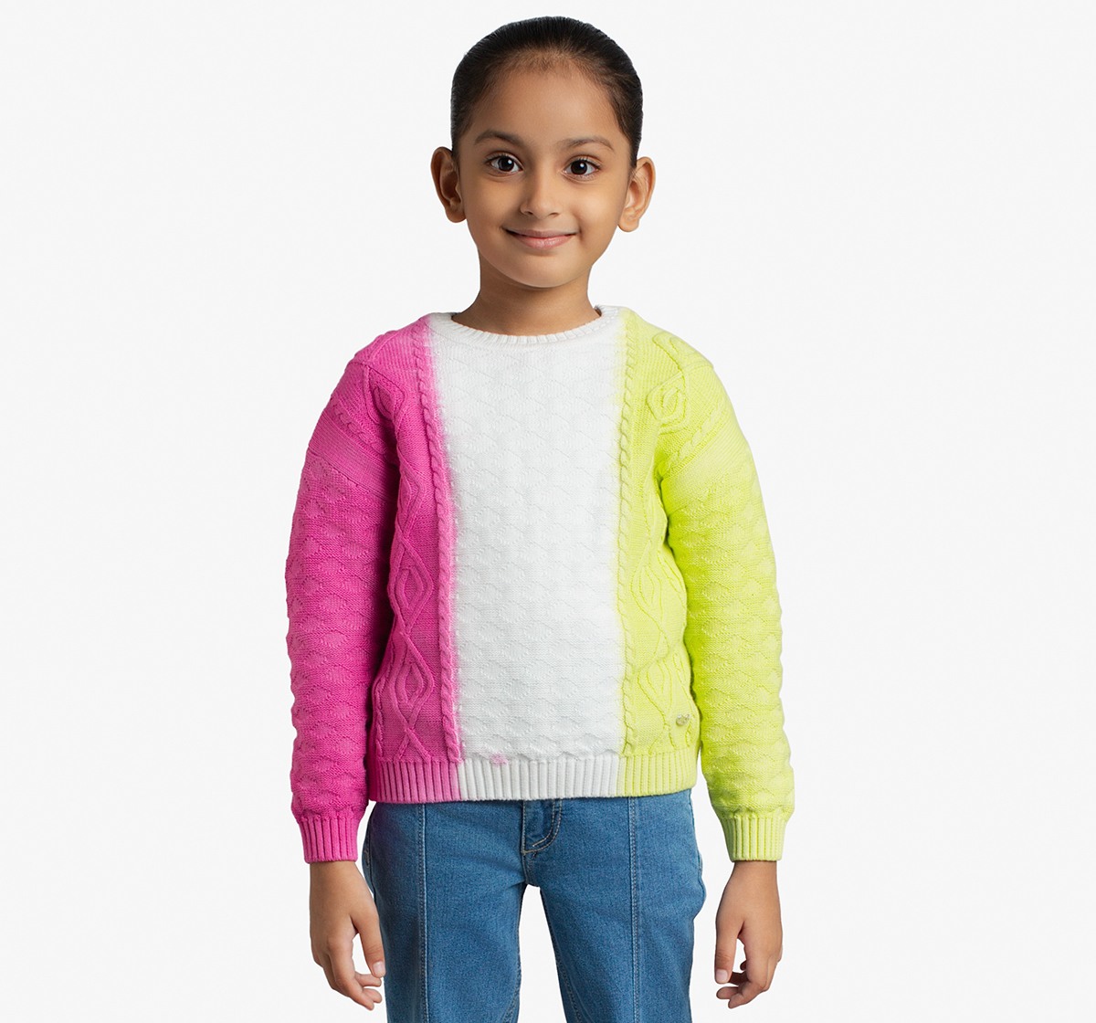 Girls Sweater With Two Toned Tie-Dye