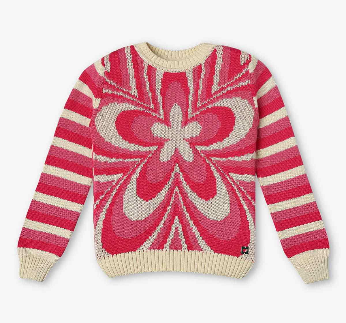 Girls Floral Jacquard Sweater