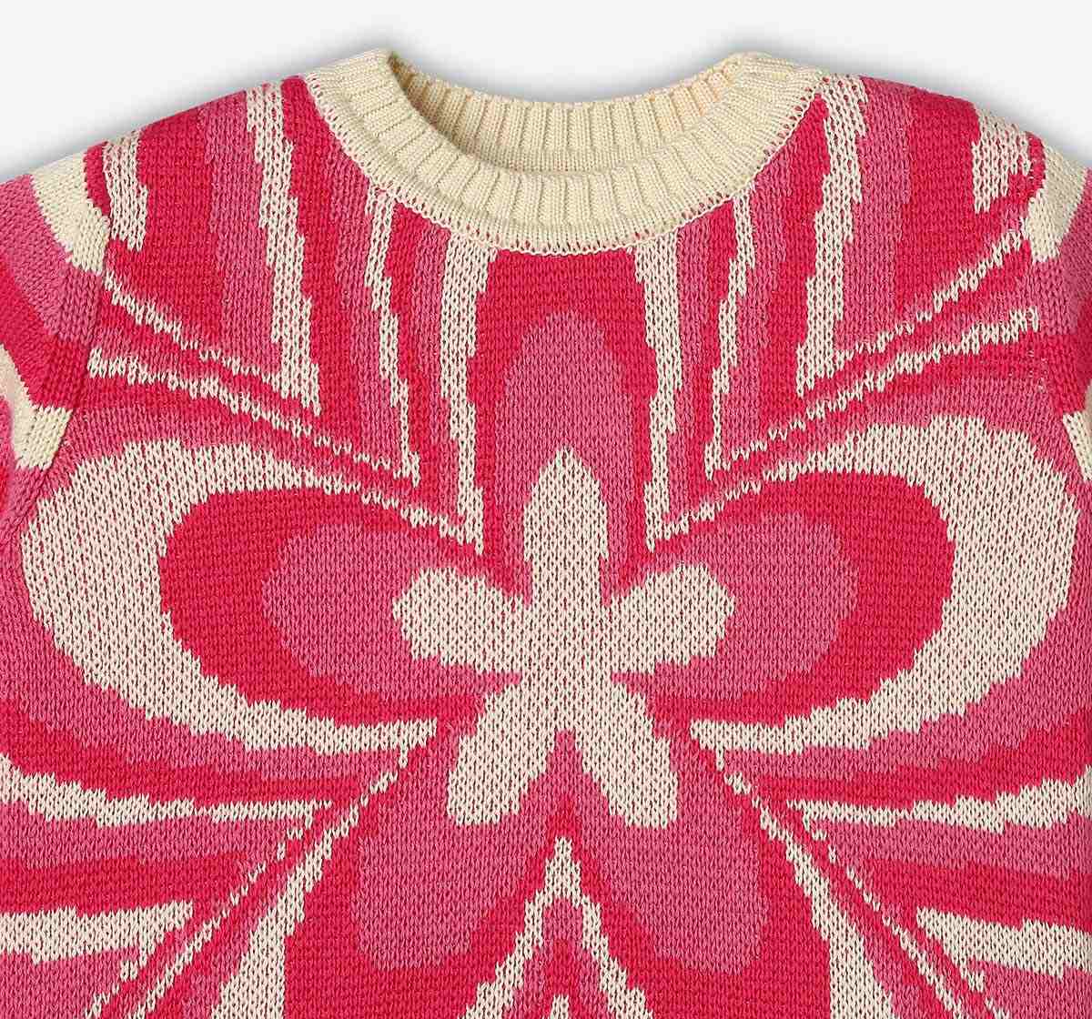 Girls Floral Jacquard Sweater