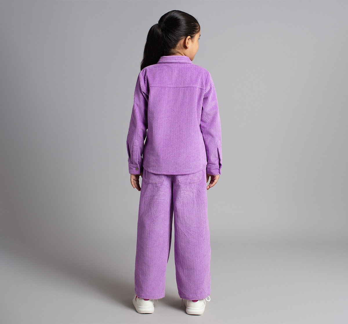 Ed-A-Mamma Girls Corduroy Shirt And Trousers With Rhine Stone Detail - Lilac