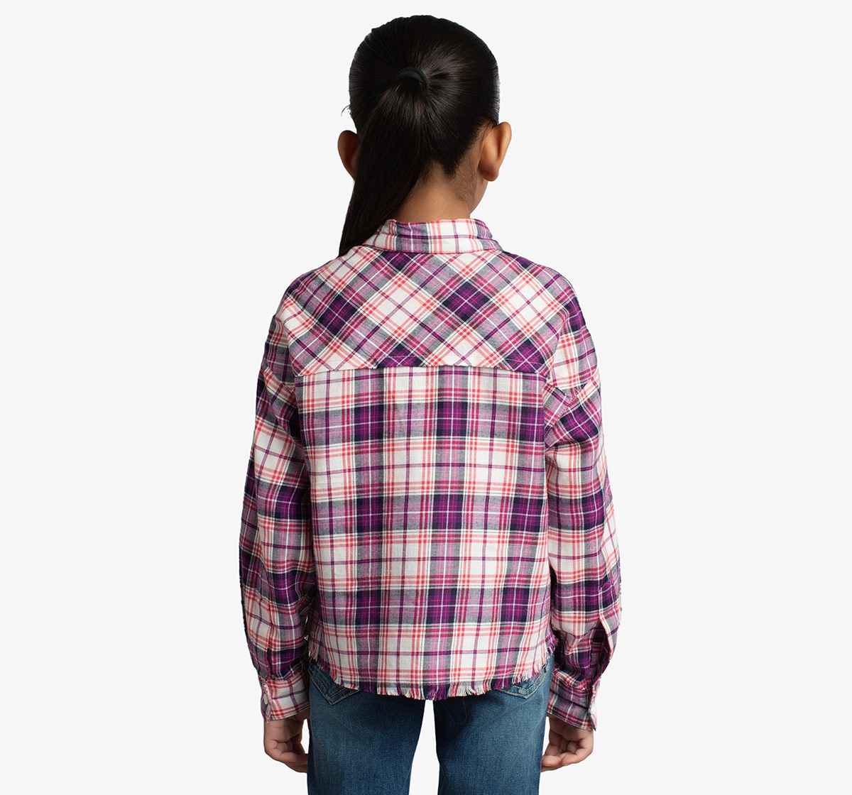 Girls Oversized Checkered Shirt