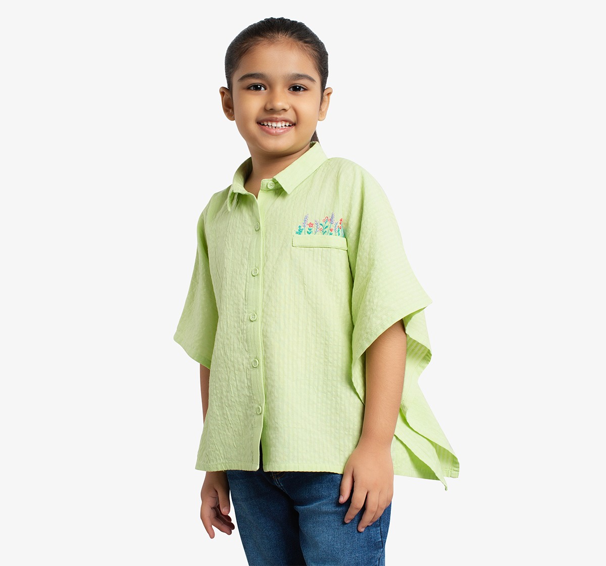 Girls Floral Embroidered Poncho Top