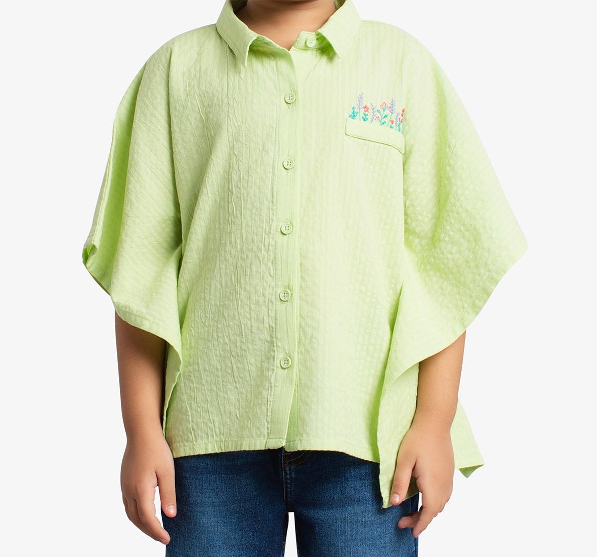 Girls Floral Embroidered Poncho Top