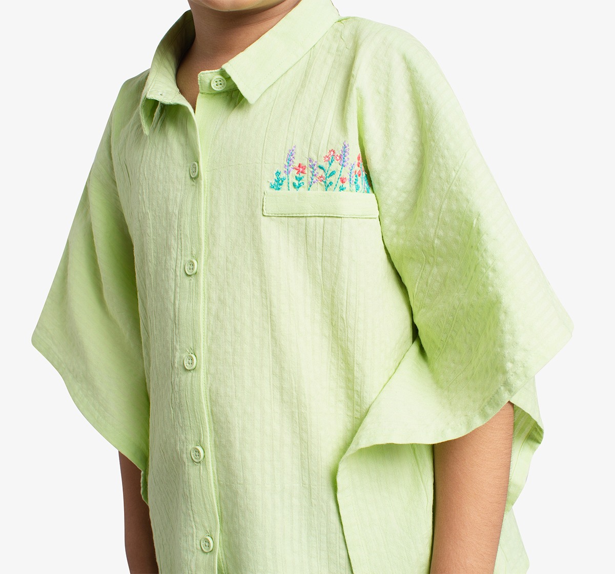 Girls Floral Embroidered Poncho Top