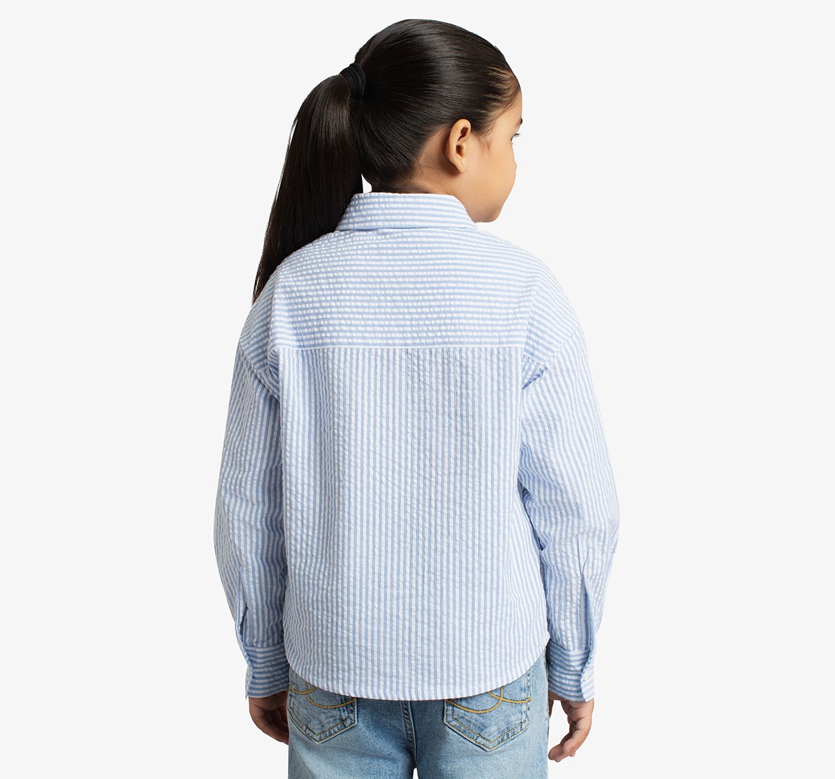 Girls Striped Shirt With Applique Embroidery