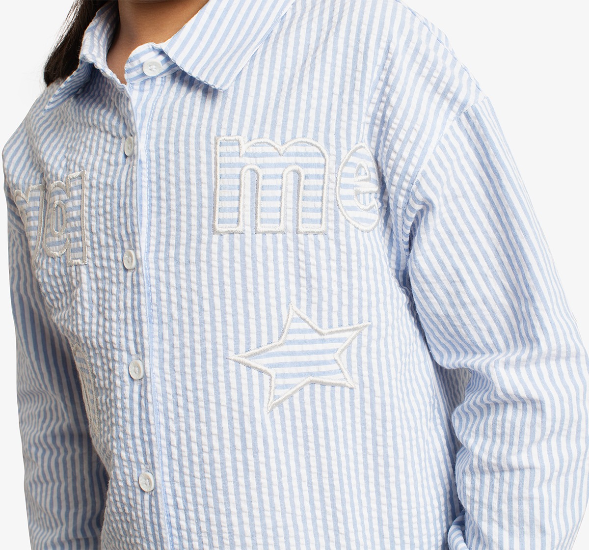Girls Striped Shirt With Applique Embroidery