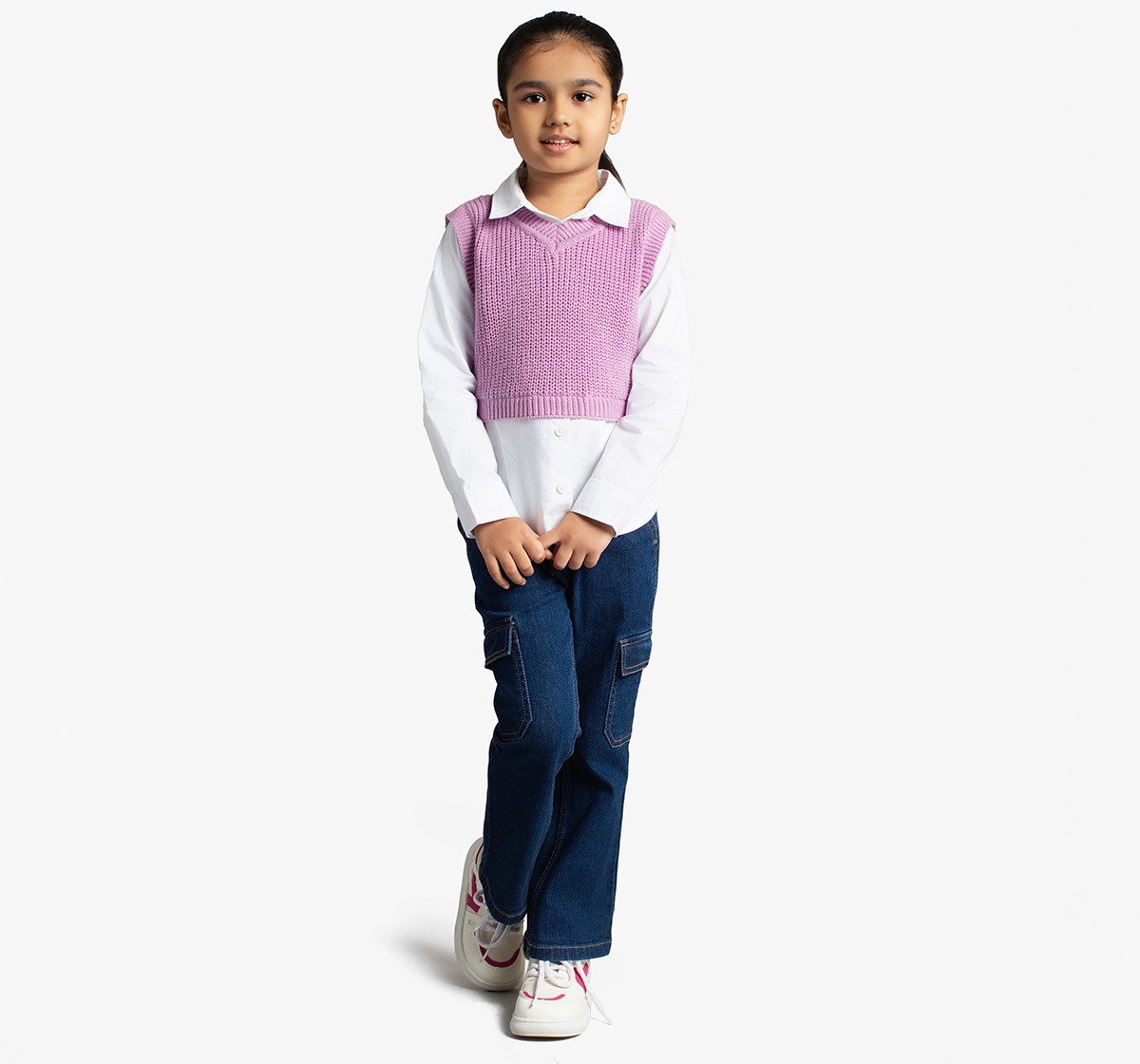 Girls Shirt With Sweater Vest