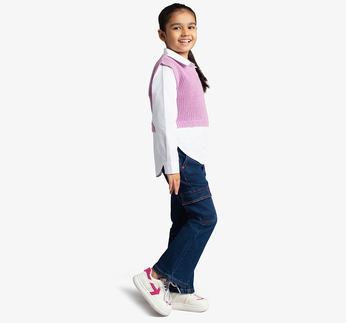 Girls Shirt With Sweater Vest