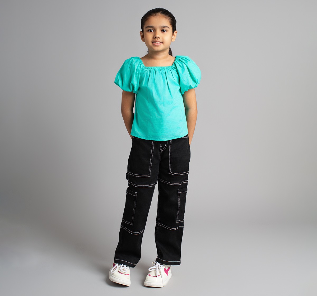 Girls Top With Side Ruching