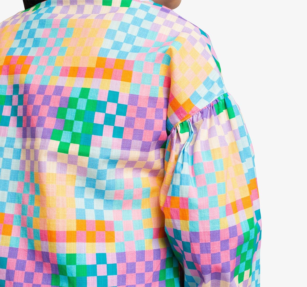 Girls Checkered Shirt With Smocked Bustier Top