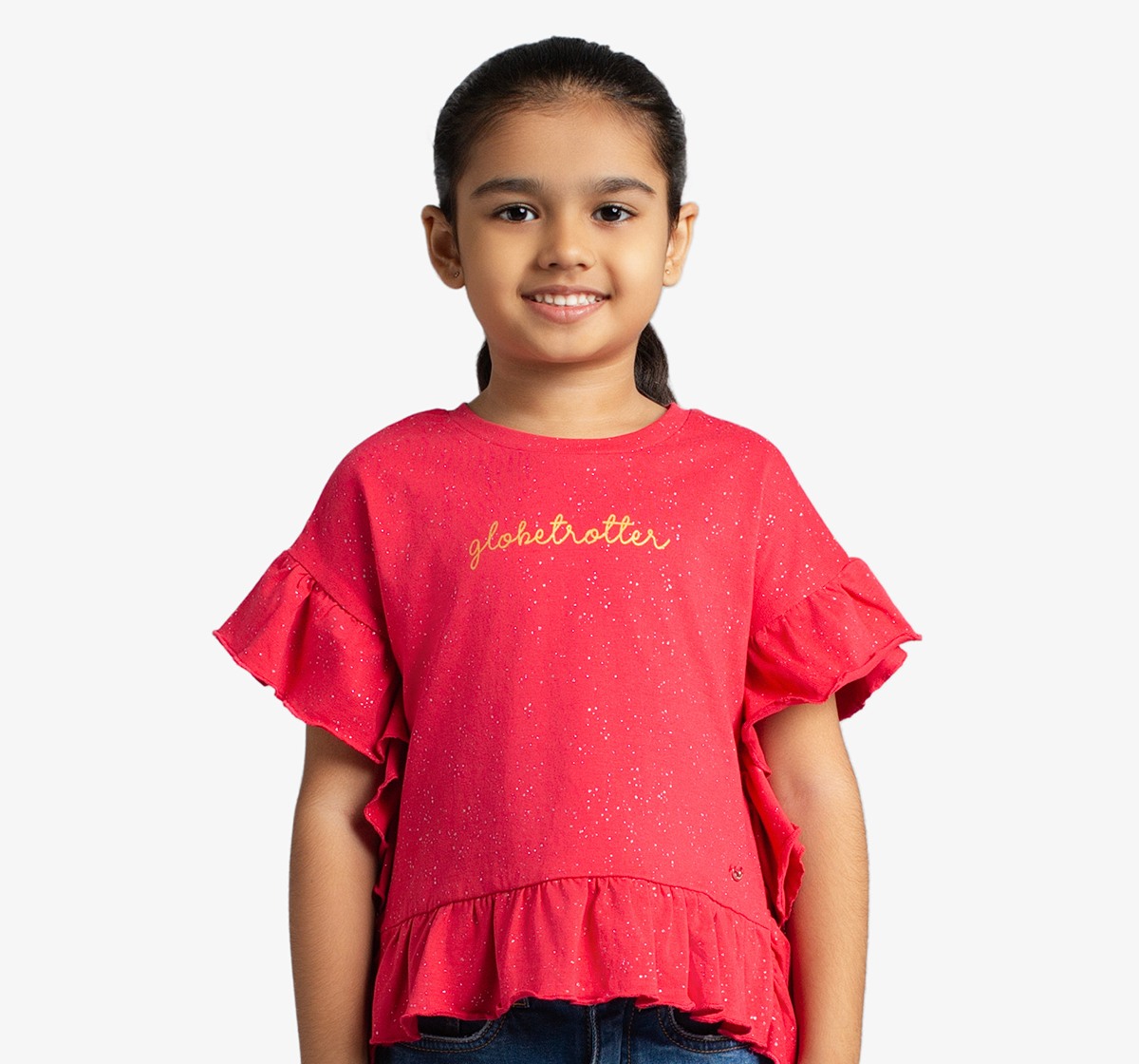 Girls Poncho Top With Ruffles