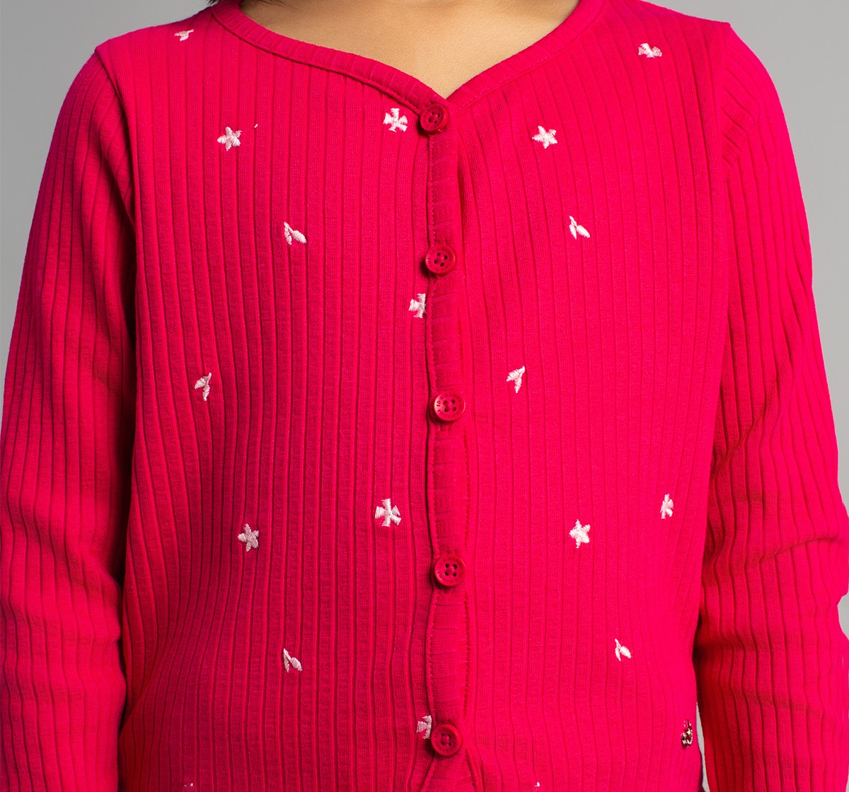 Girls Embroidered Ribbed T-Shirt