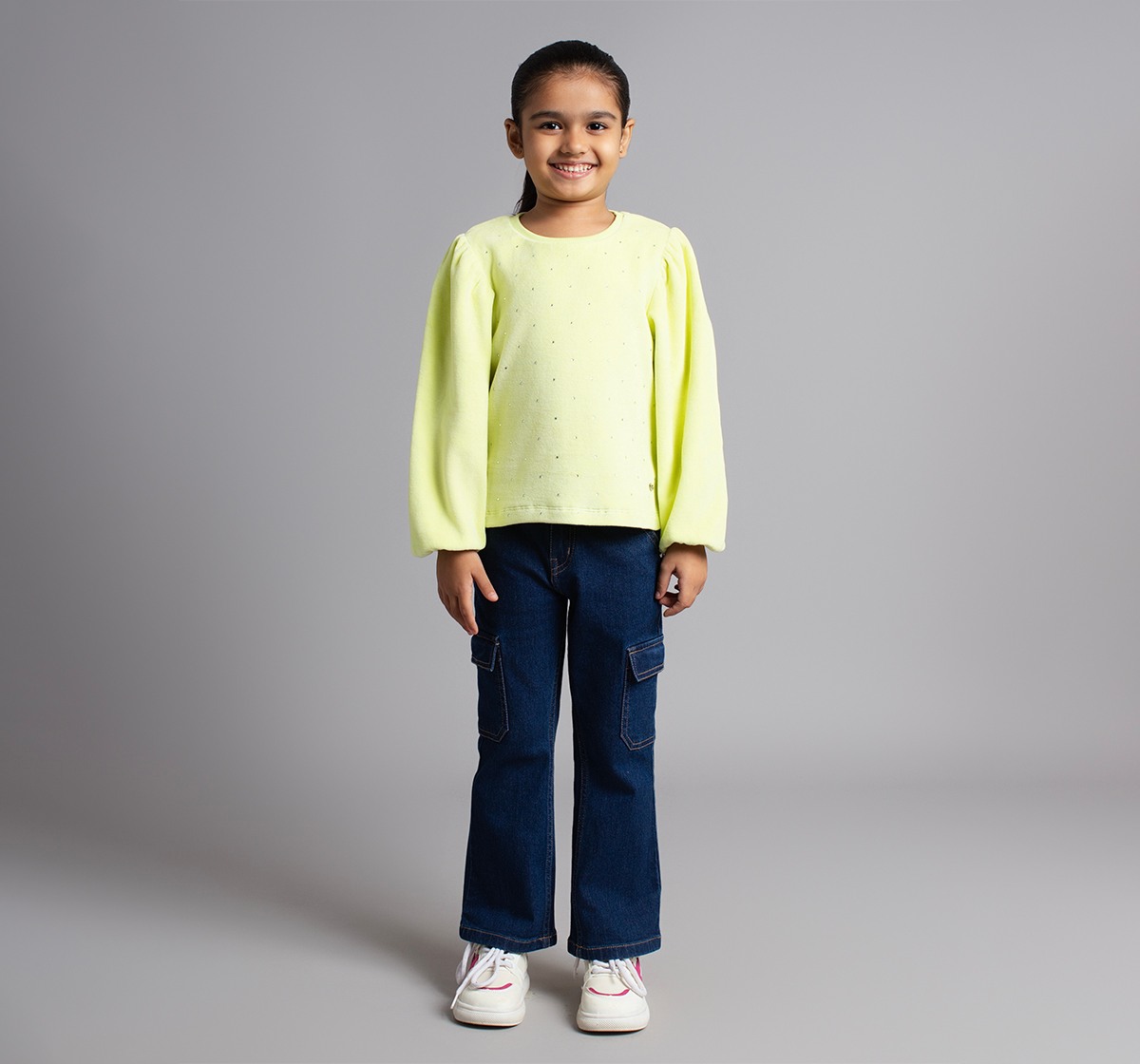 Girls Cotton Velour T-Shirt With Rhinestones