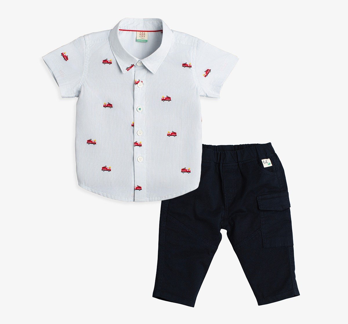 Baby Boys Printed Stripe Shirt And Trouser Clothing Set