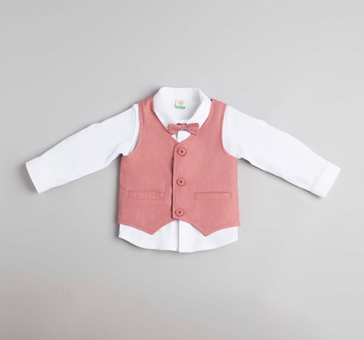 Baby Boys Shirt, Pant Waist Coat & Bow 3 Pc Partywear Set