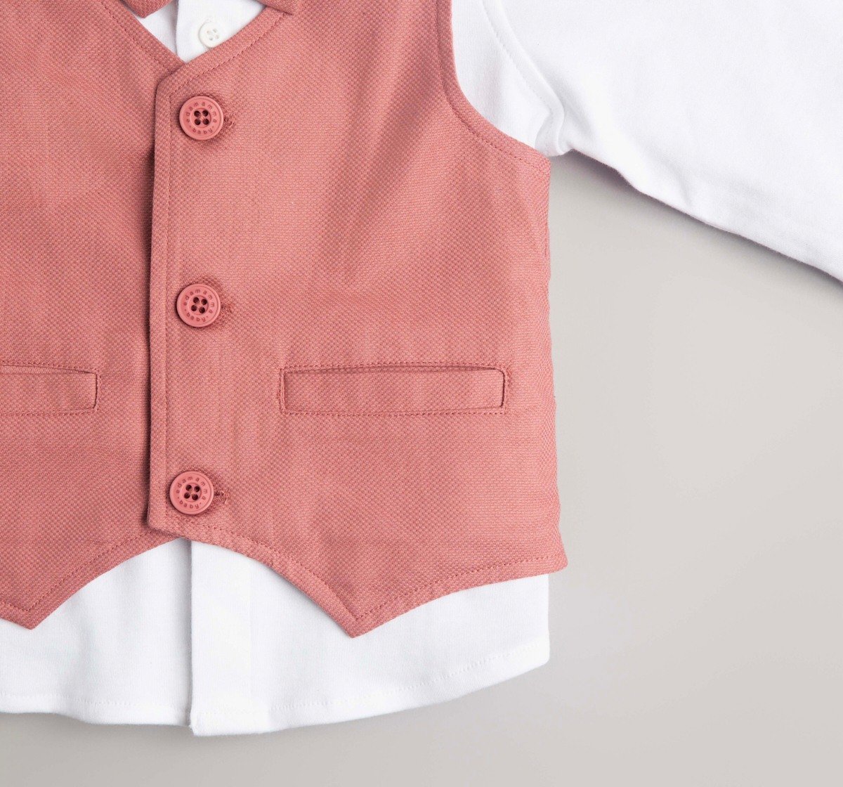 Baby Boys Shirt, Pant Waist Coat & Bow 3 Pc Partywear Set