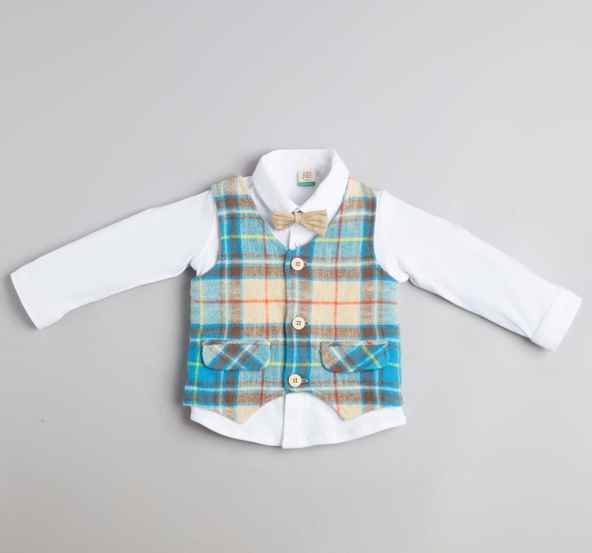 Baby Boys Shirt, Pant Waist Coat & Bow 3 Pc Partywear Set