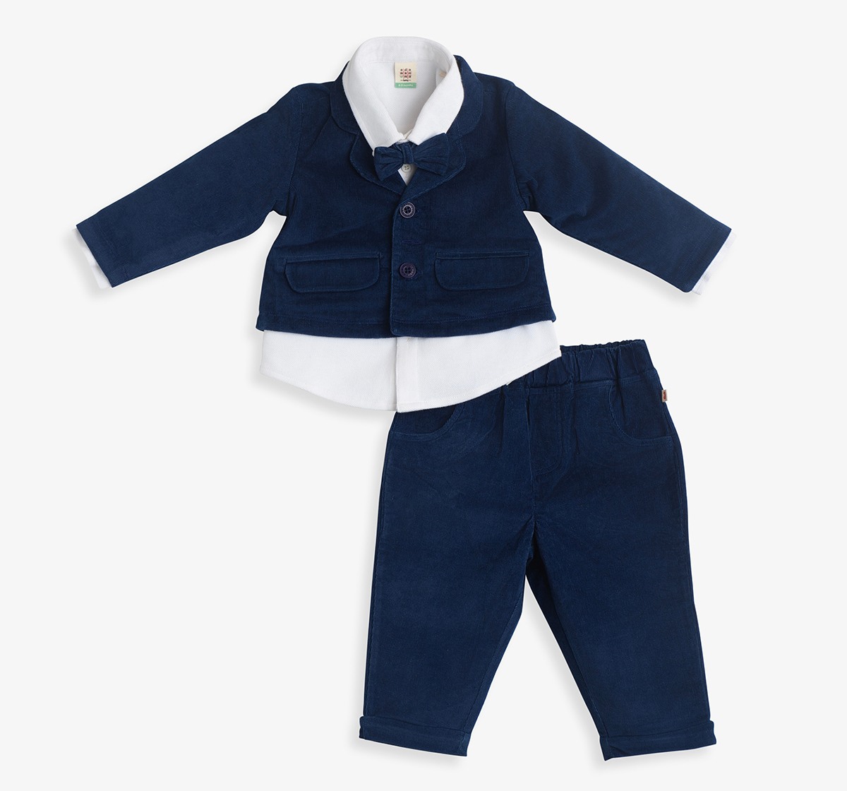 Baby Boys Shirt, Pant Waist Coat & Bow 3 Pc Partywear Set