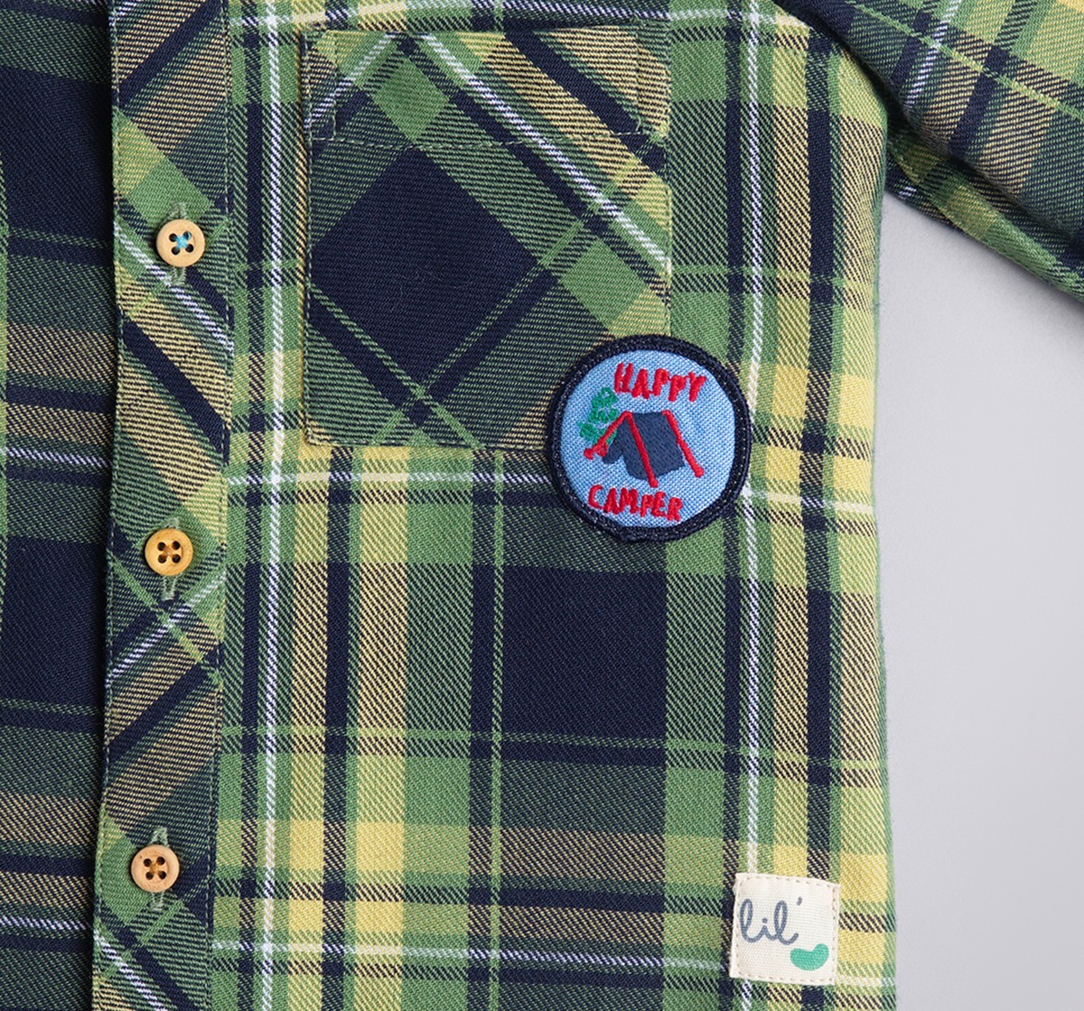Baby Boys Checks Shirt With Applique