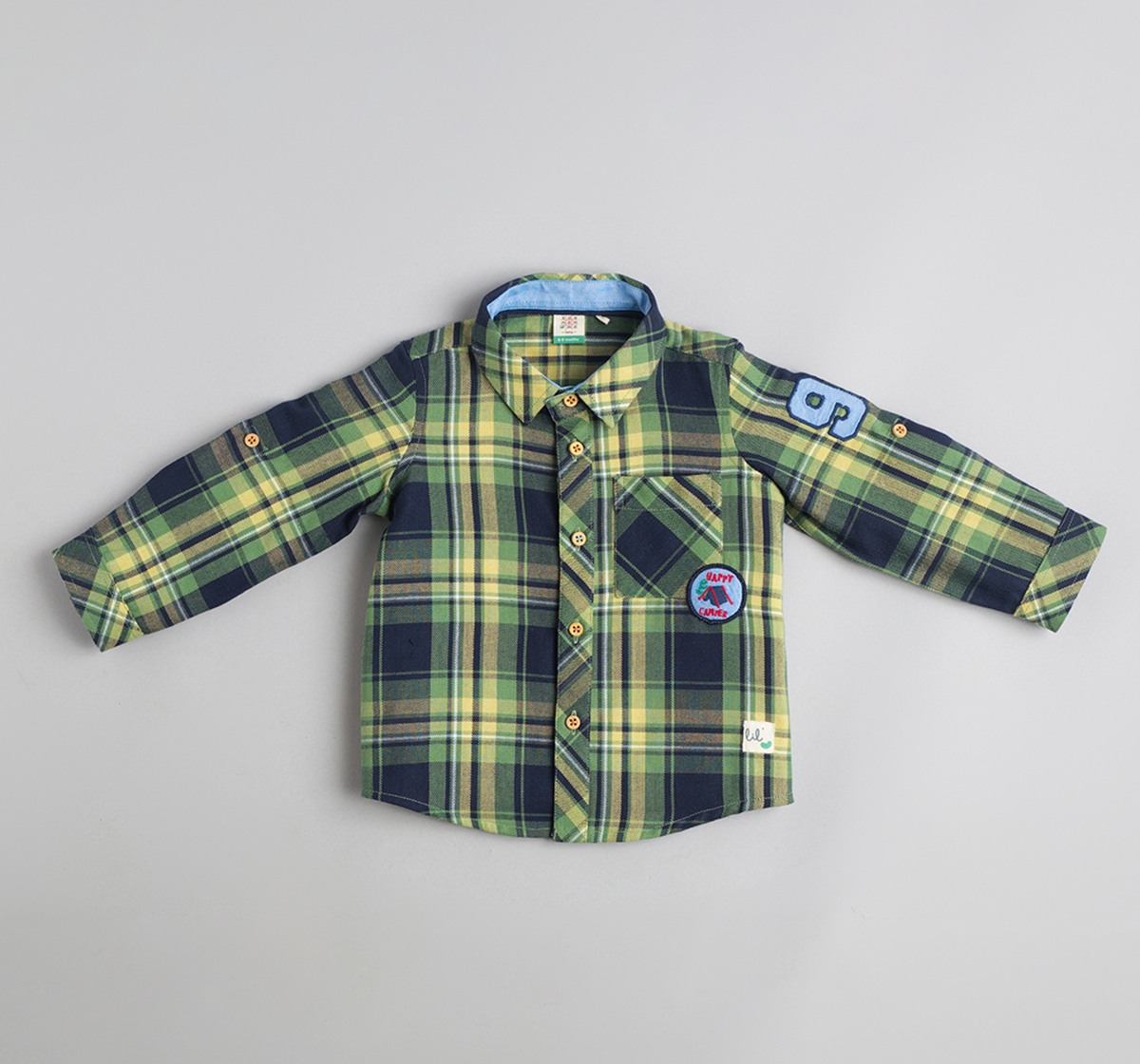 Baby Boys Checks Shirt With Applique