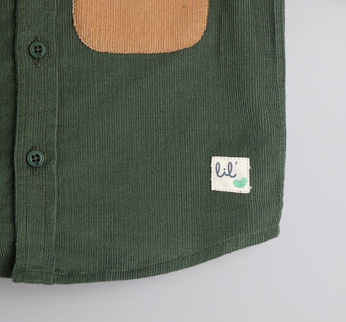 Baby Boys Corduroy Shirt With Contrast Pocket & Applique