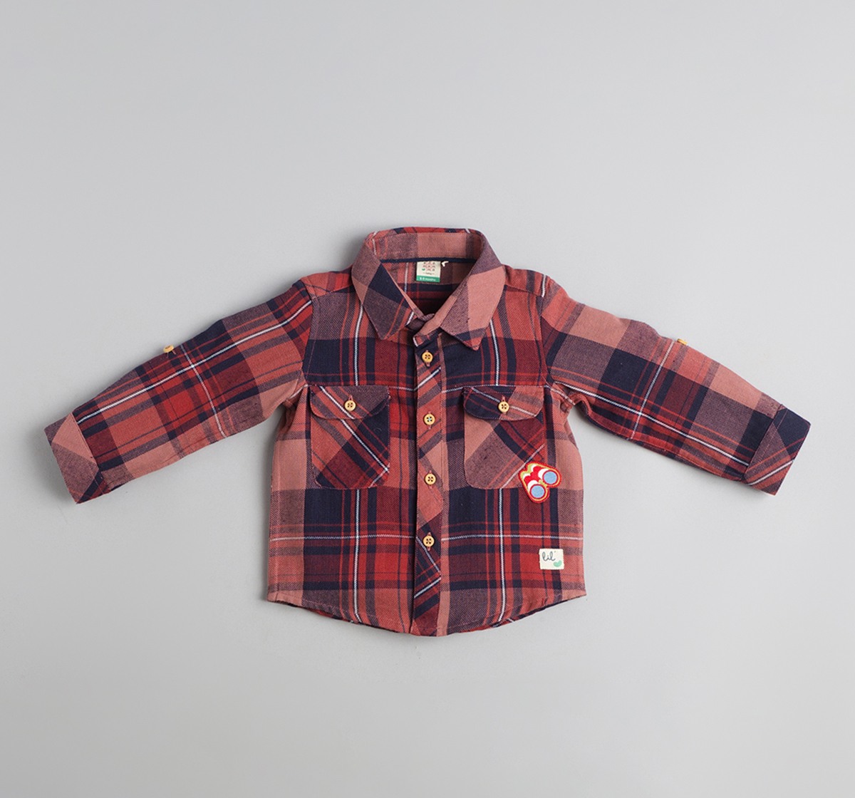 Baby Boys Checks Shirt With Badge