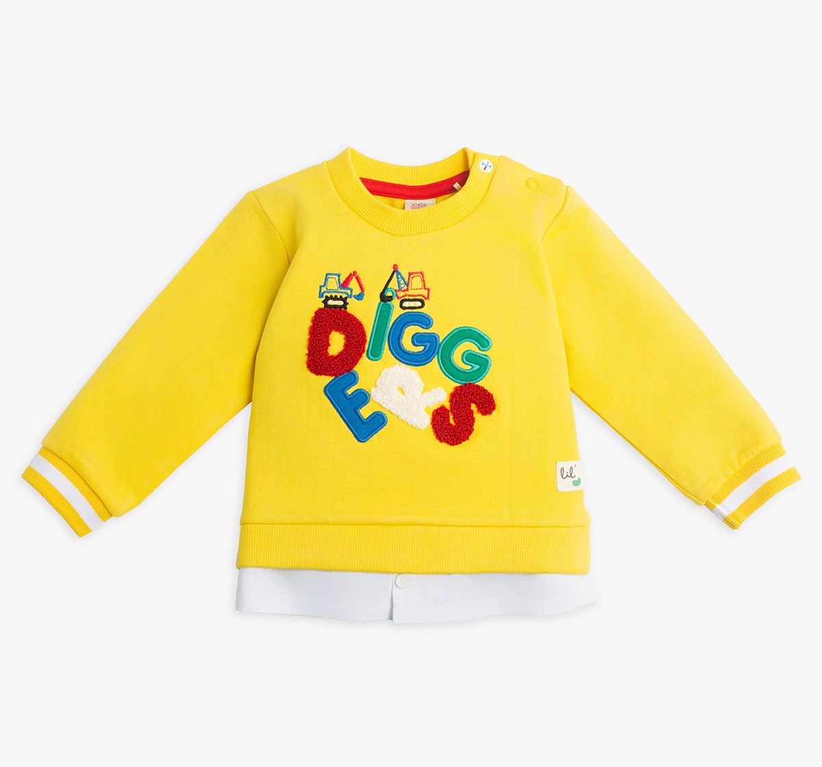 Infant Boys Terry Embroidered & Mock Layered Sweatshirt