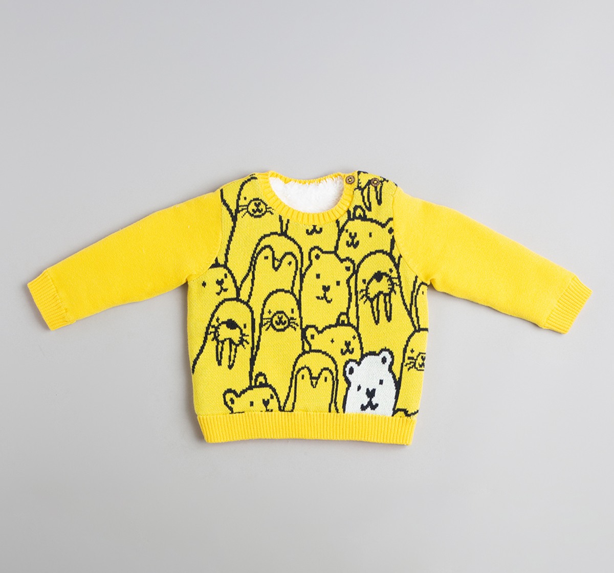 Baby Boys Sweater With Intarsia & Beanie