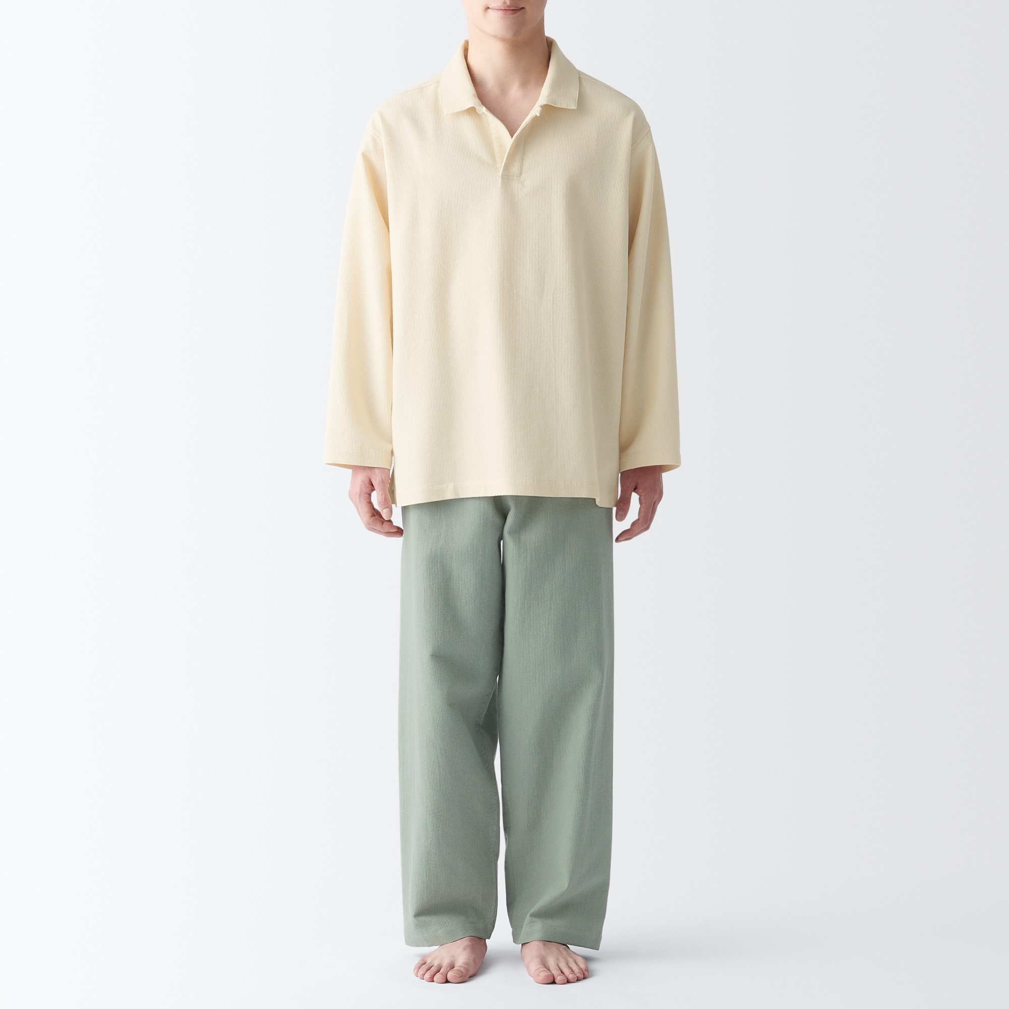Kapok blended skipper Long Sleeve pajamas