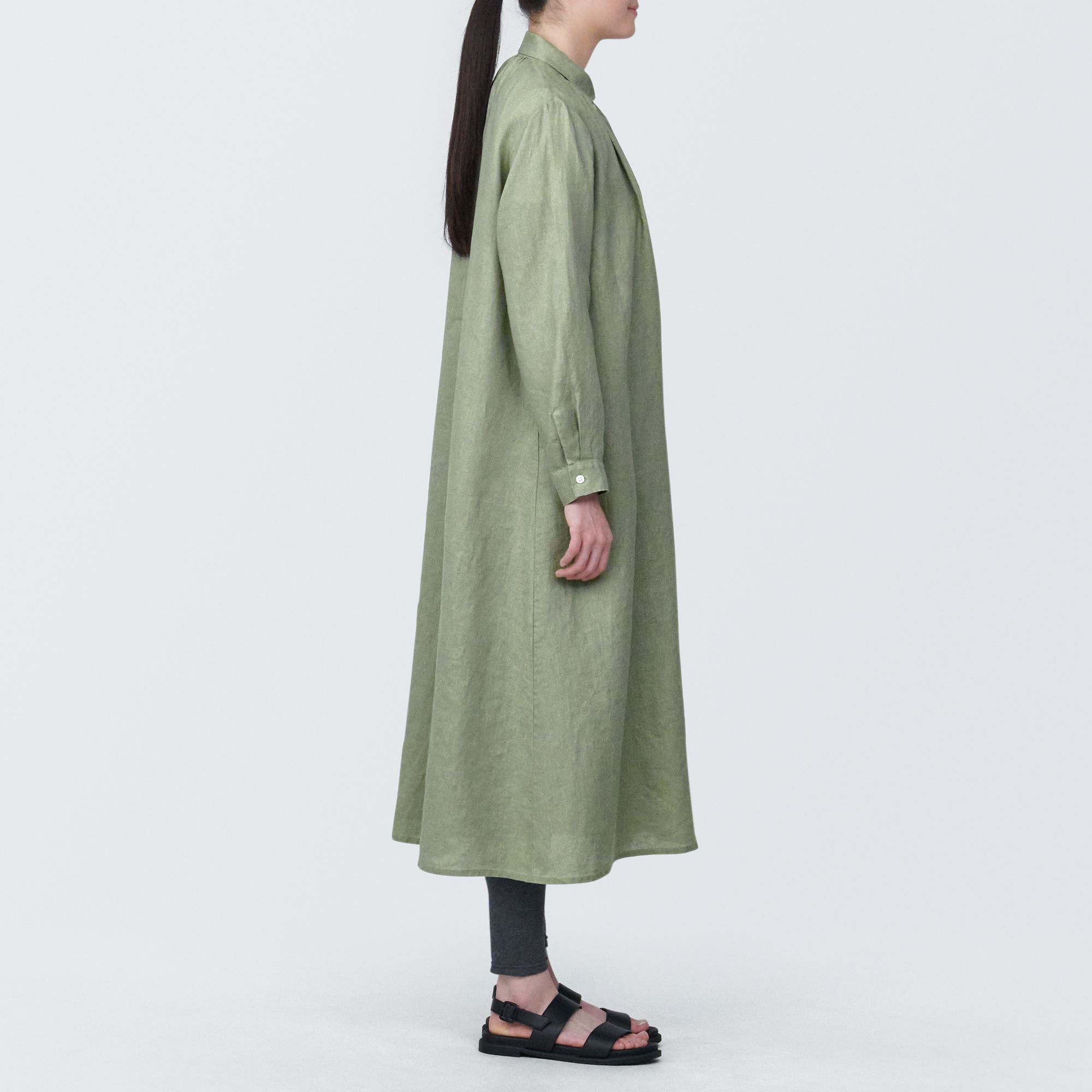 Washed linen L/S dress