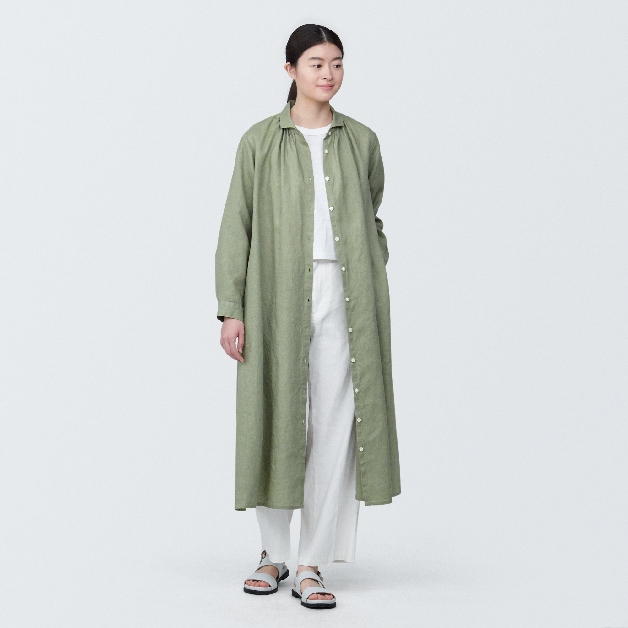 Washed linen L/S dress