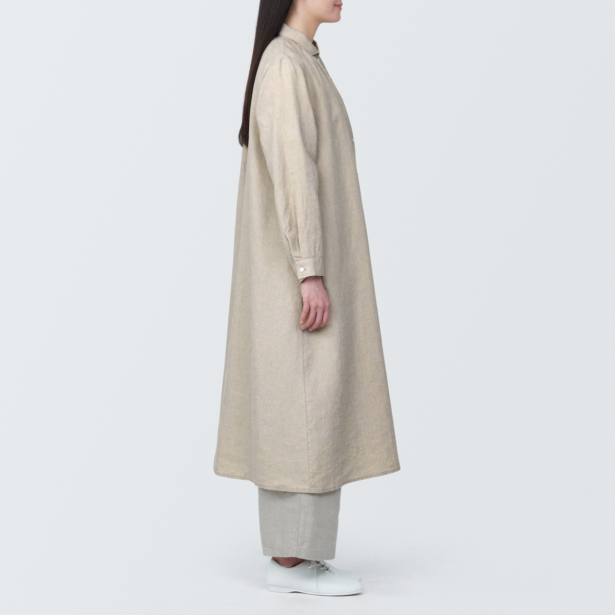 Washed linen L/S dress