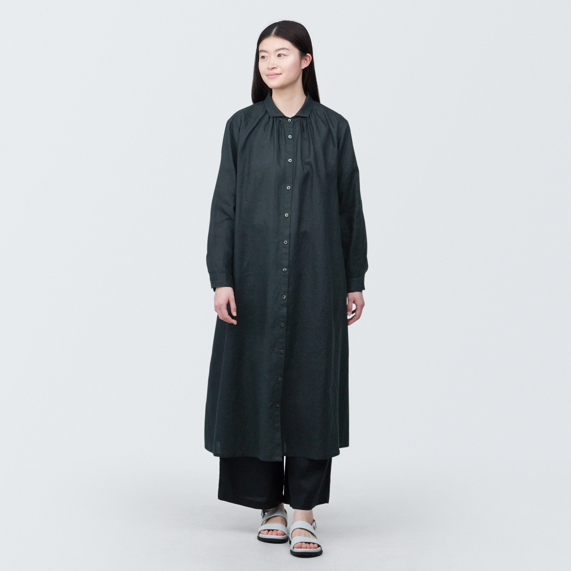 Washed linen Long Sleeve dress