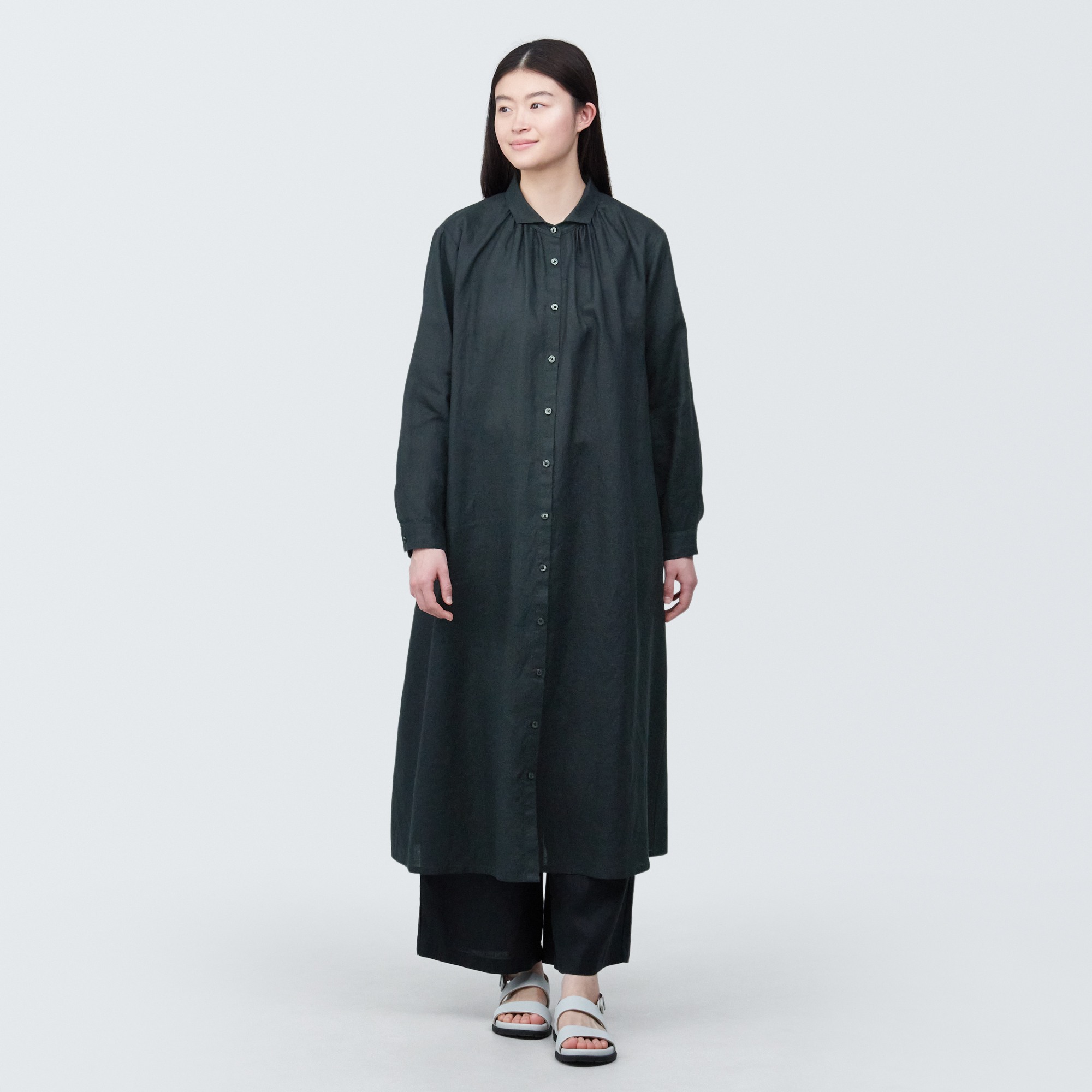 Washed linen Long Sleeve dress