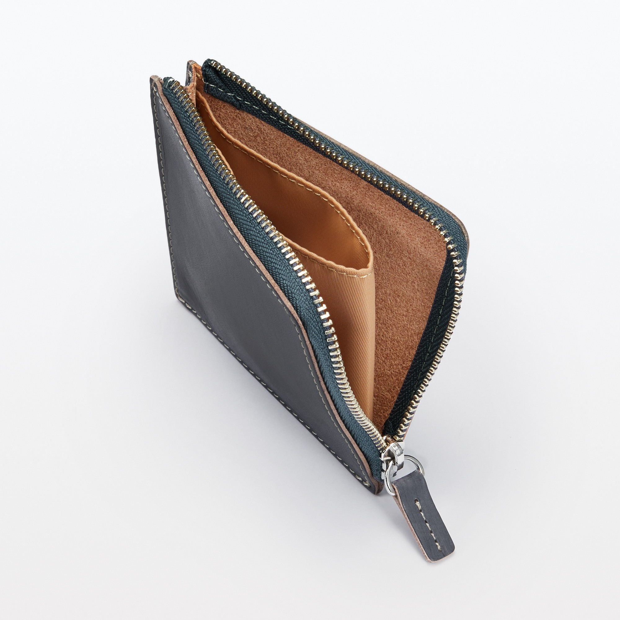Hand-dyed Tanned Leather Blend L-shaped wallet