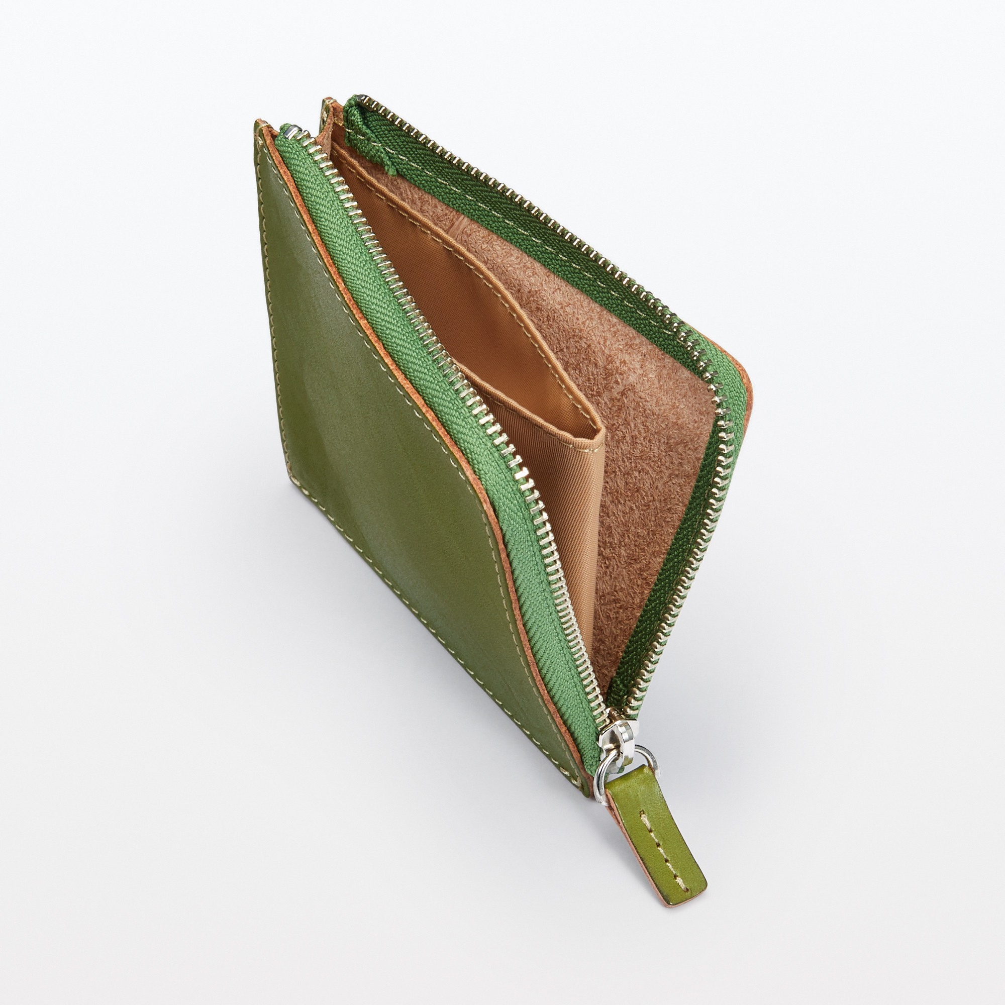 Hand-dyed Tanned Leather Blend L-shaped wallet