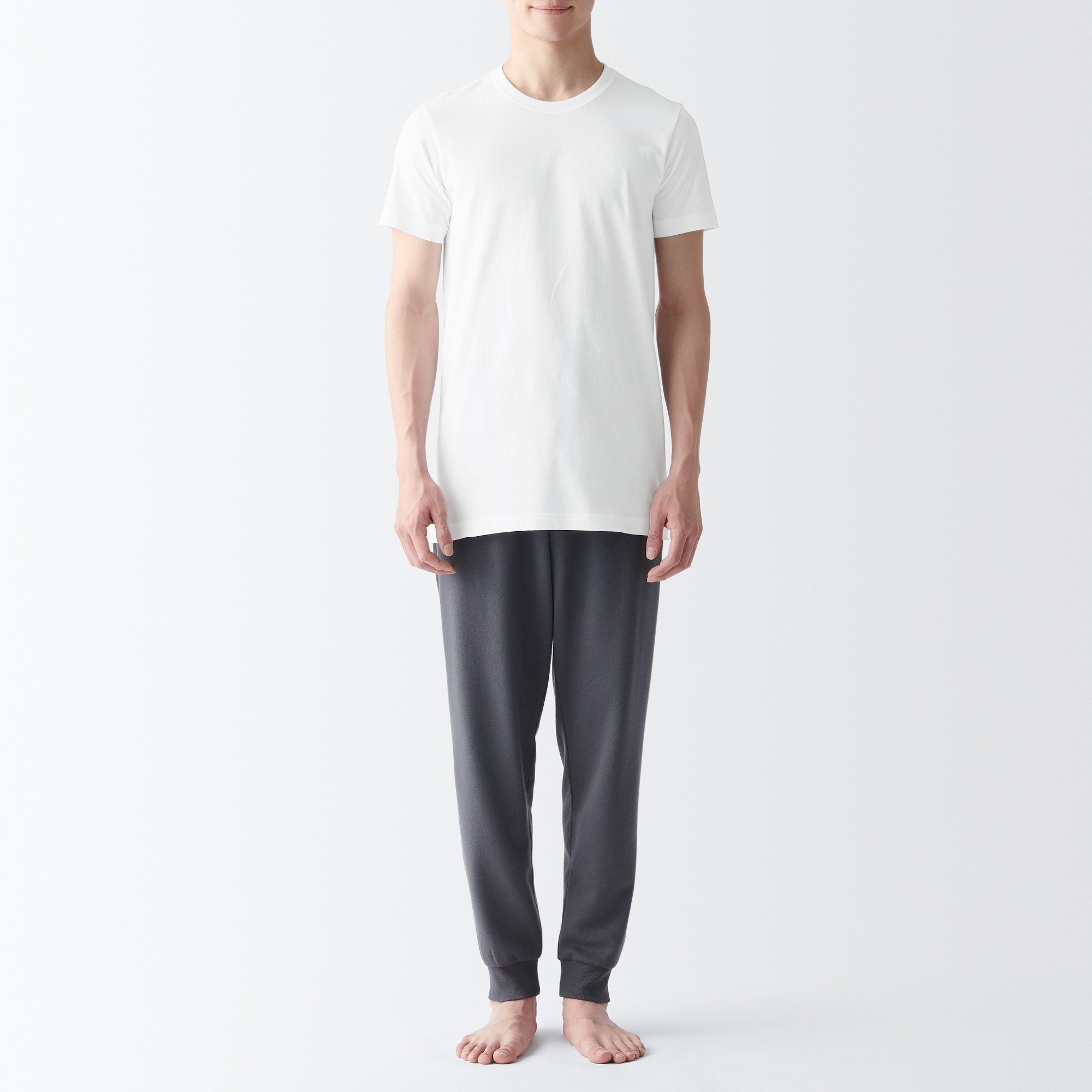 Side seamless cotton crew neck T-shirt 2pcs