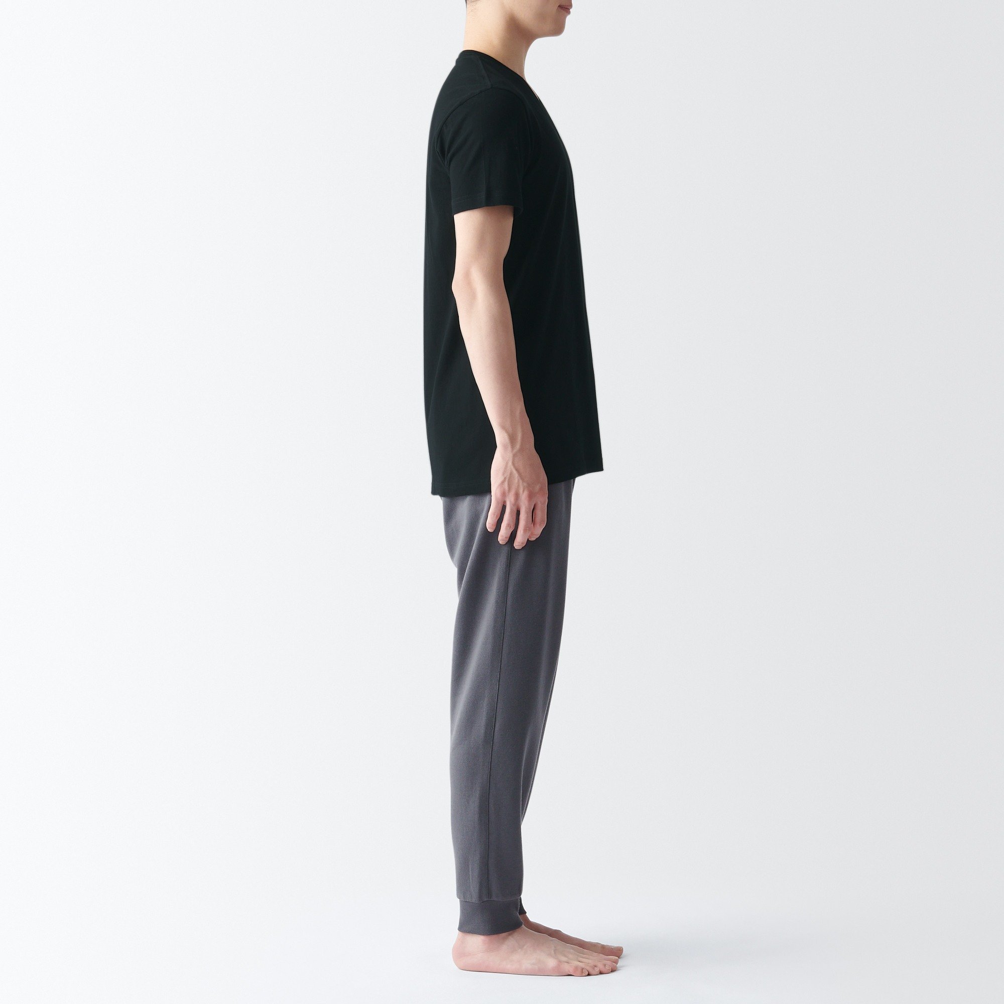 Side seamless cotton V neck T-shirt 2pcs