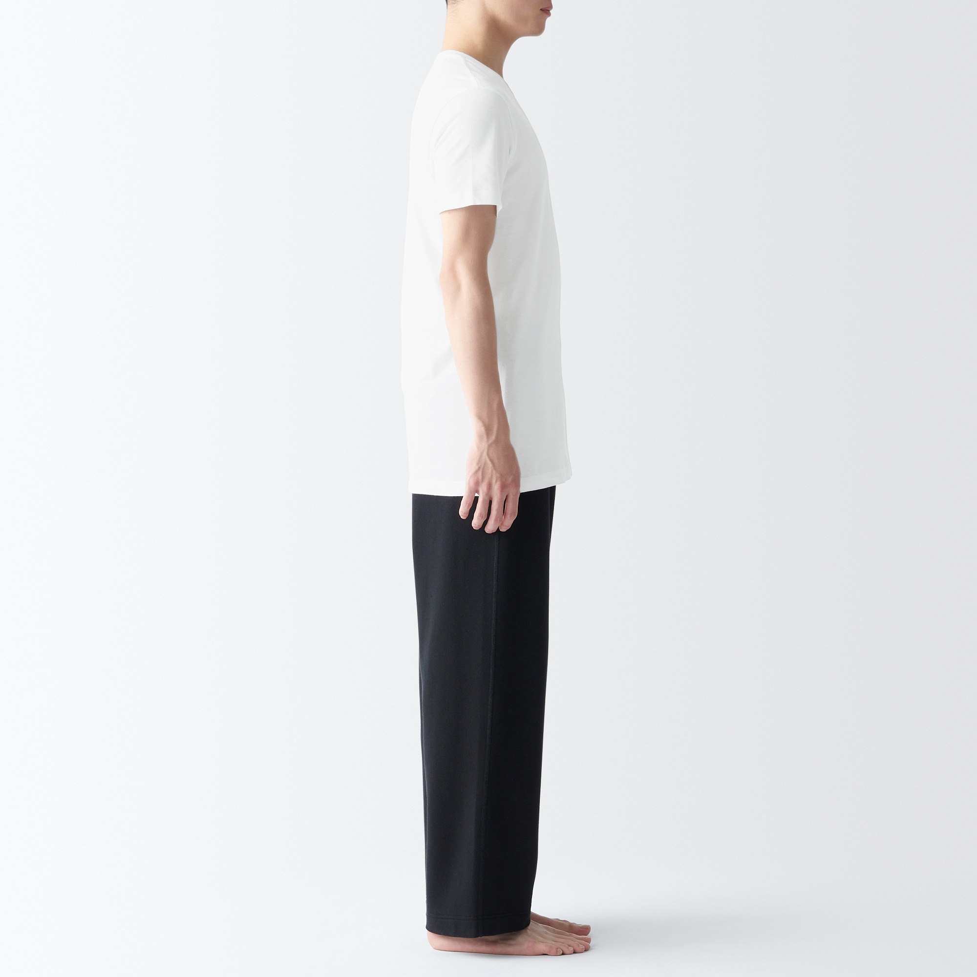 Side seamless cotton V neck T-shirt 2pcs
