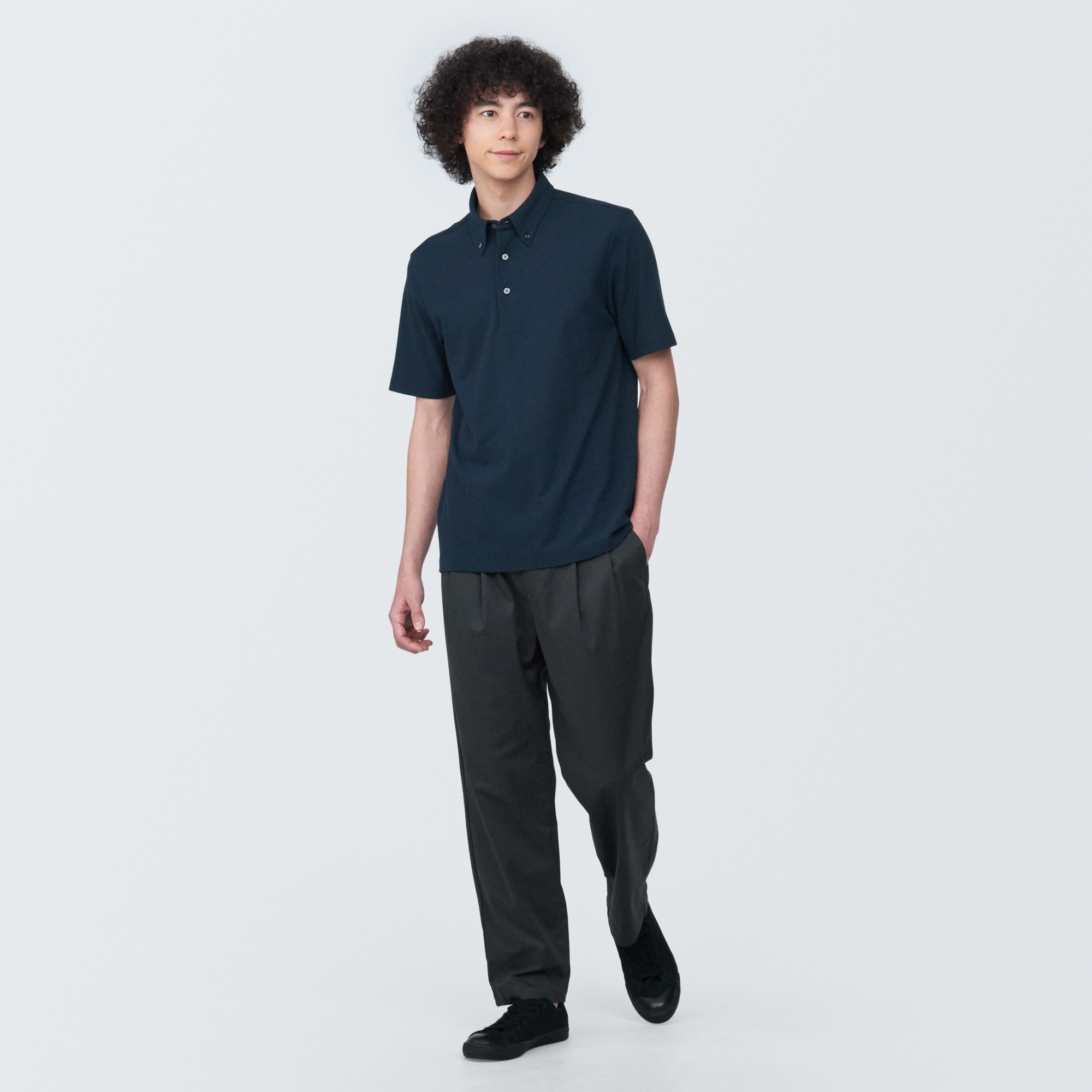 Cool touch pique button down Short Sleeve polo shirt