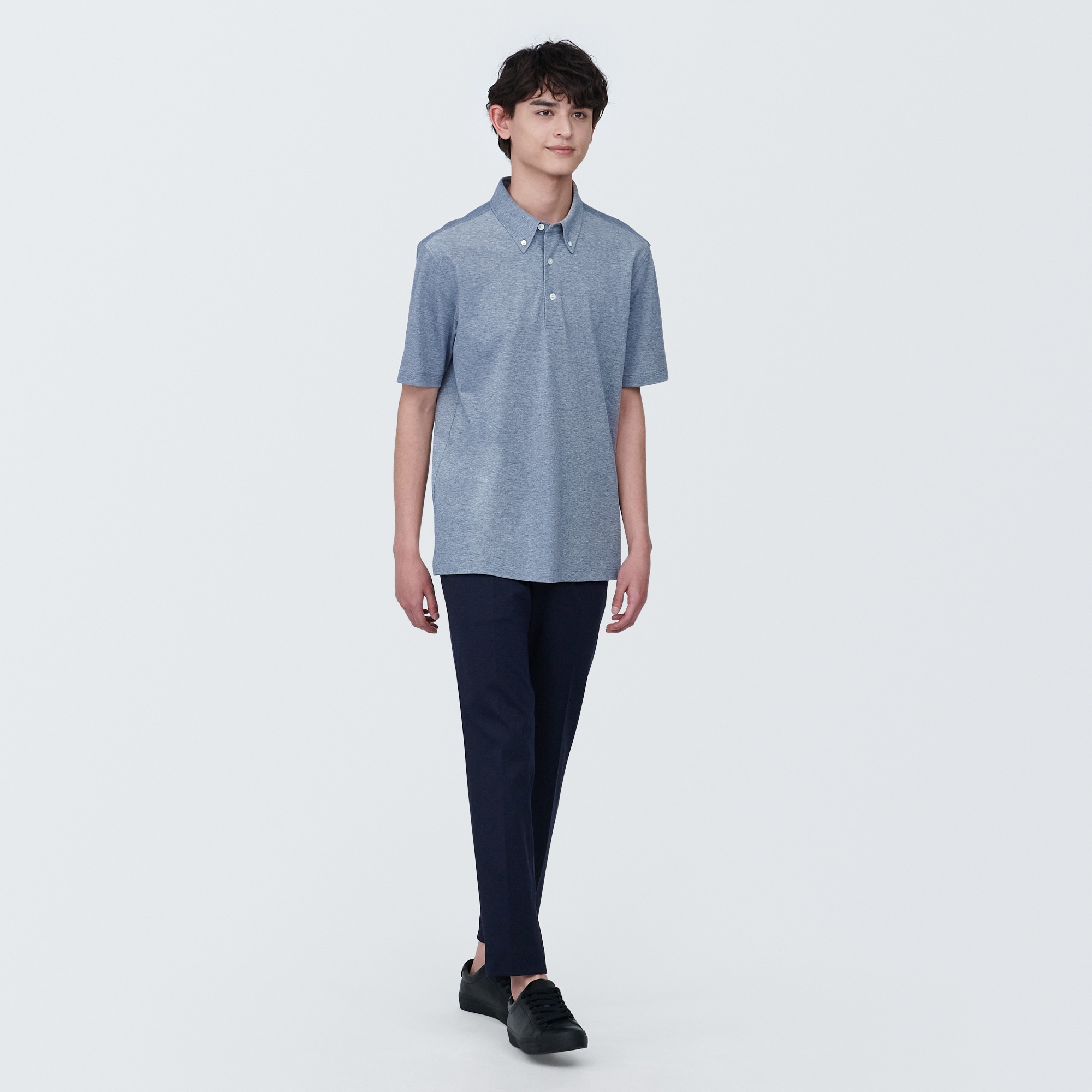 Cool touch pique button down Short Sleeve polo shirt