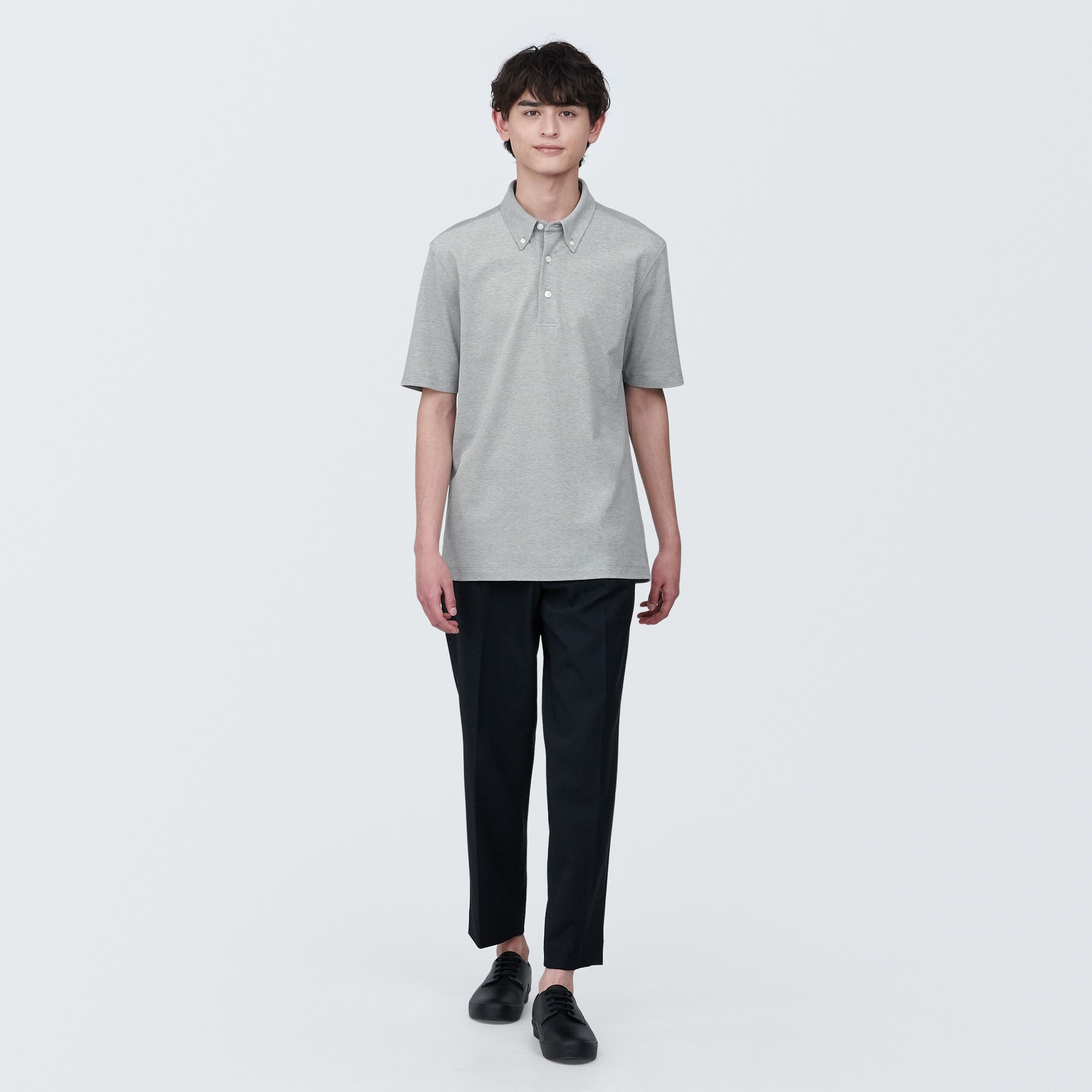 Cool touch pique button down Short Sleeve polo shirt