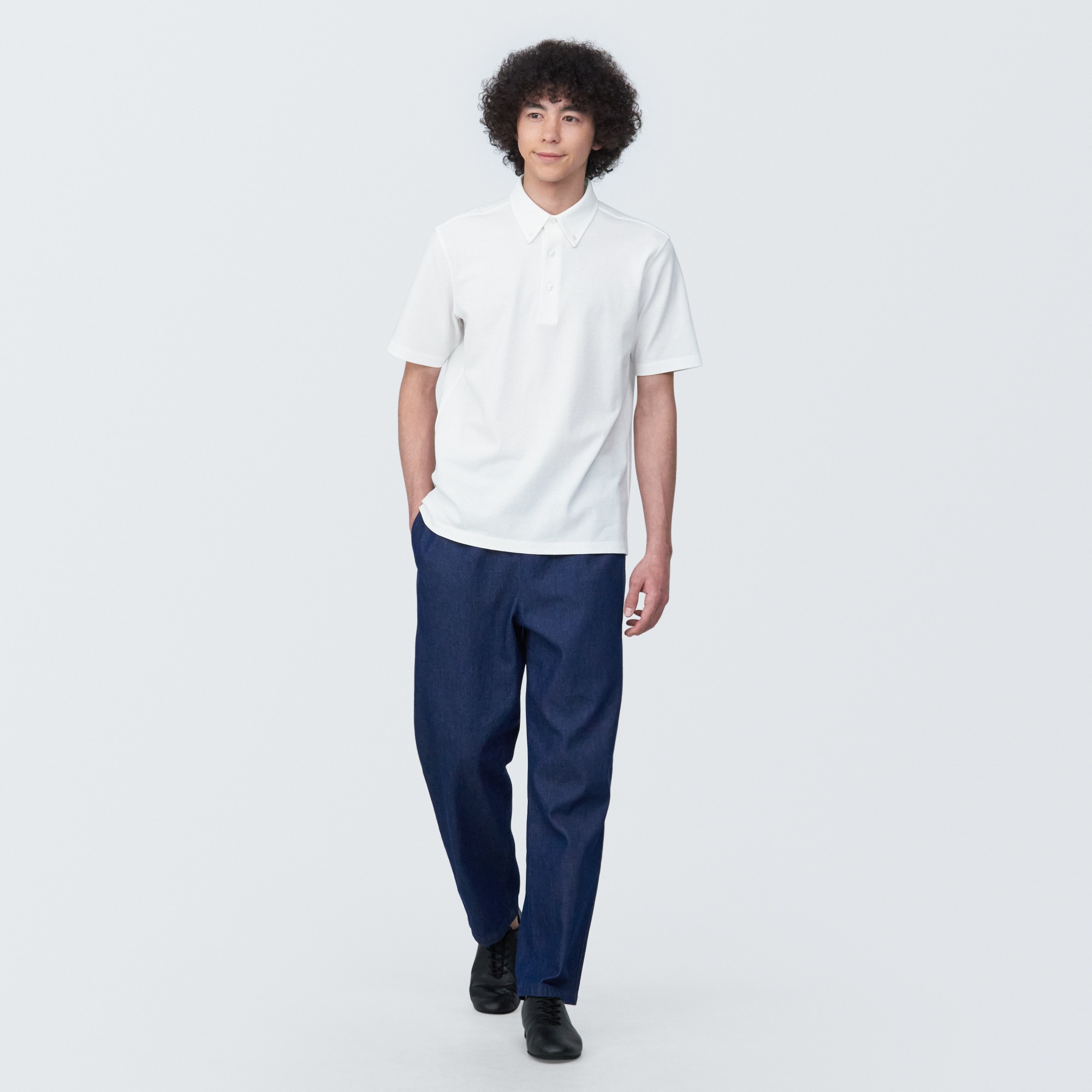 Cool touch pique button down Short Sleeve polo shirt