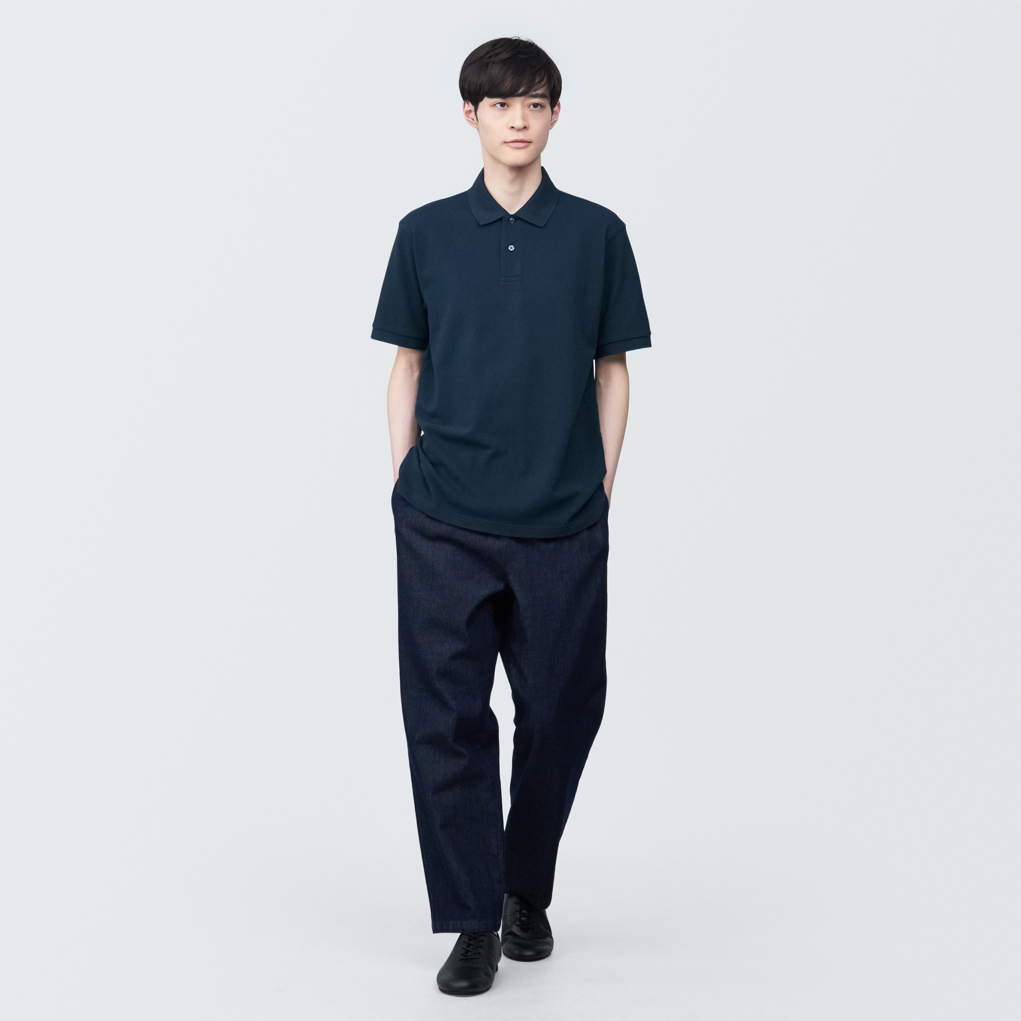Washed pique polo shirt