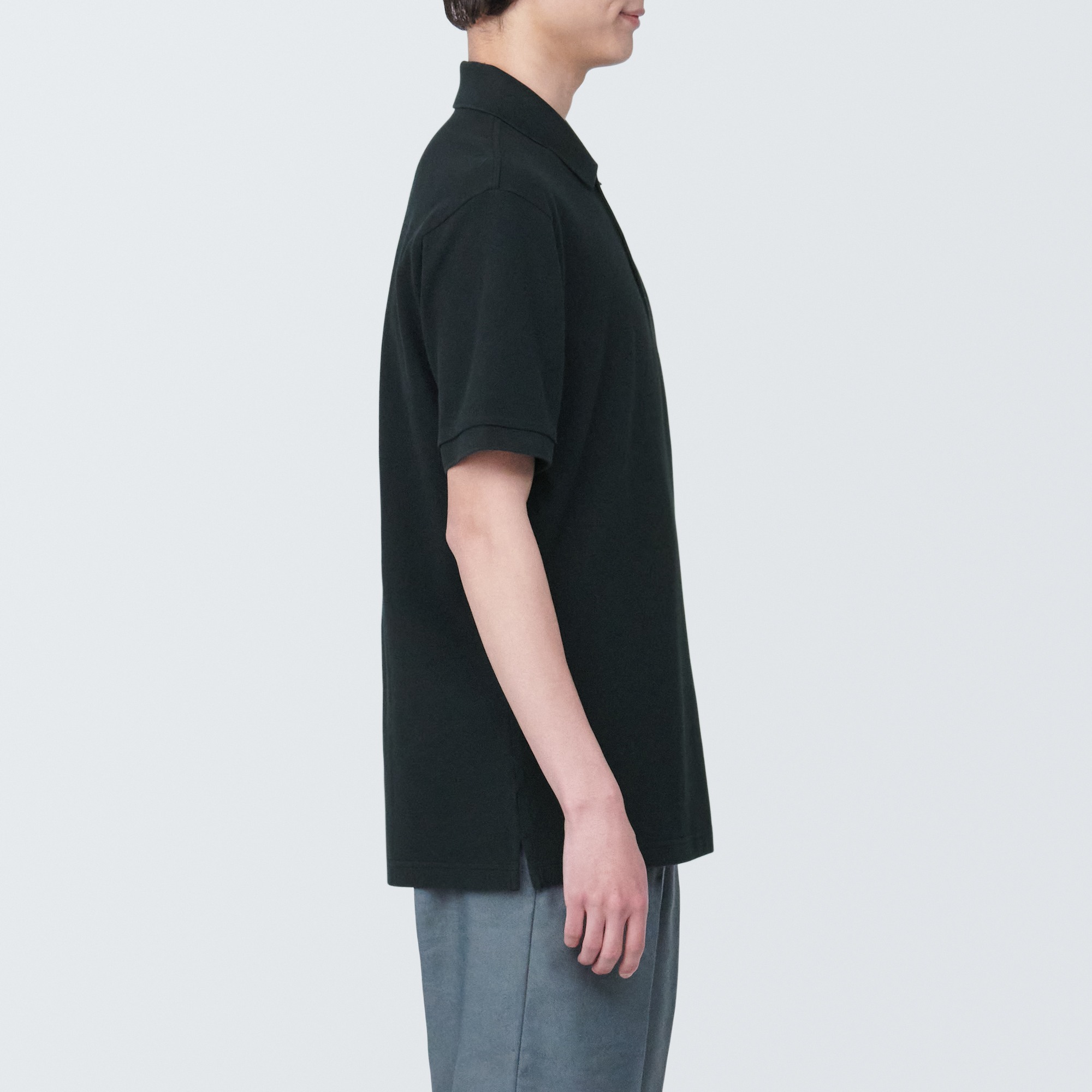 Washed pique polo shirt